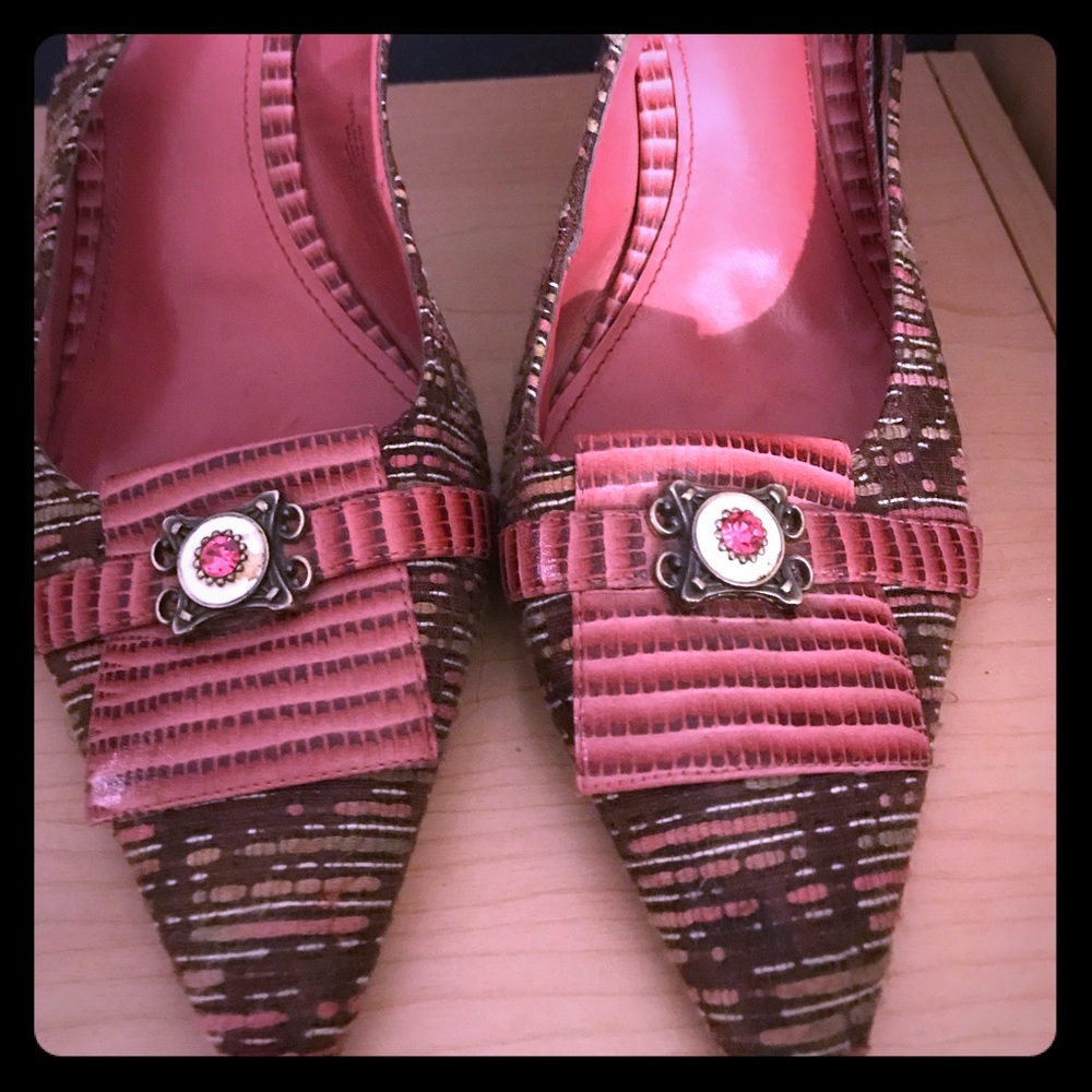 Pink and brown heels